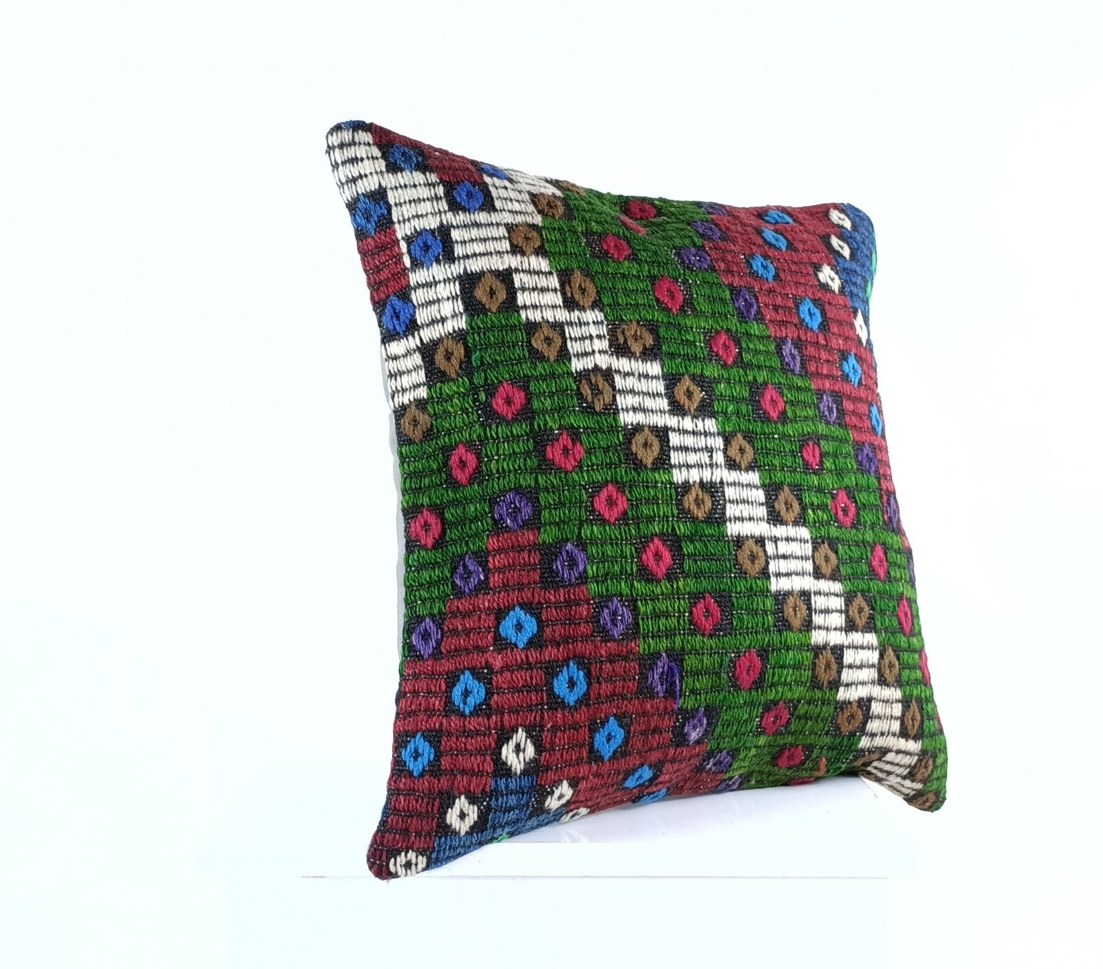 18"x18" Kilim Pillow Cover  Handmade Turkish Vintage Cushion Tribal Lumbar E1392