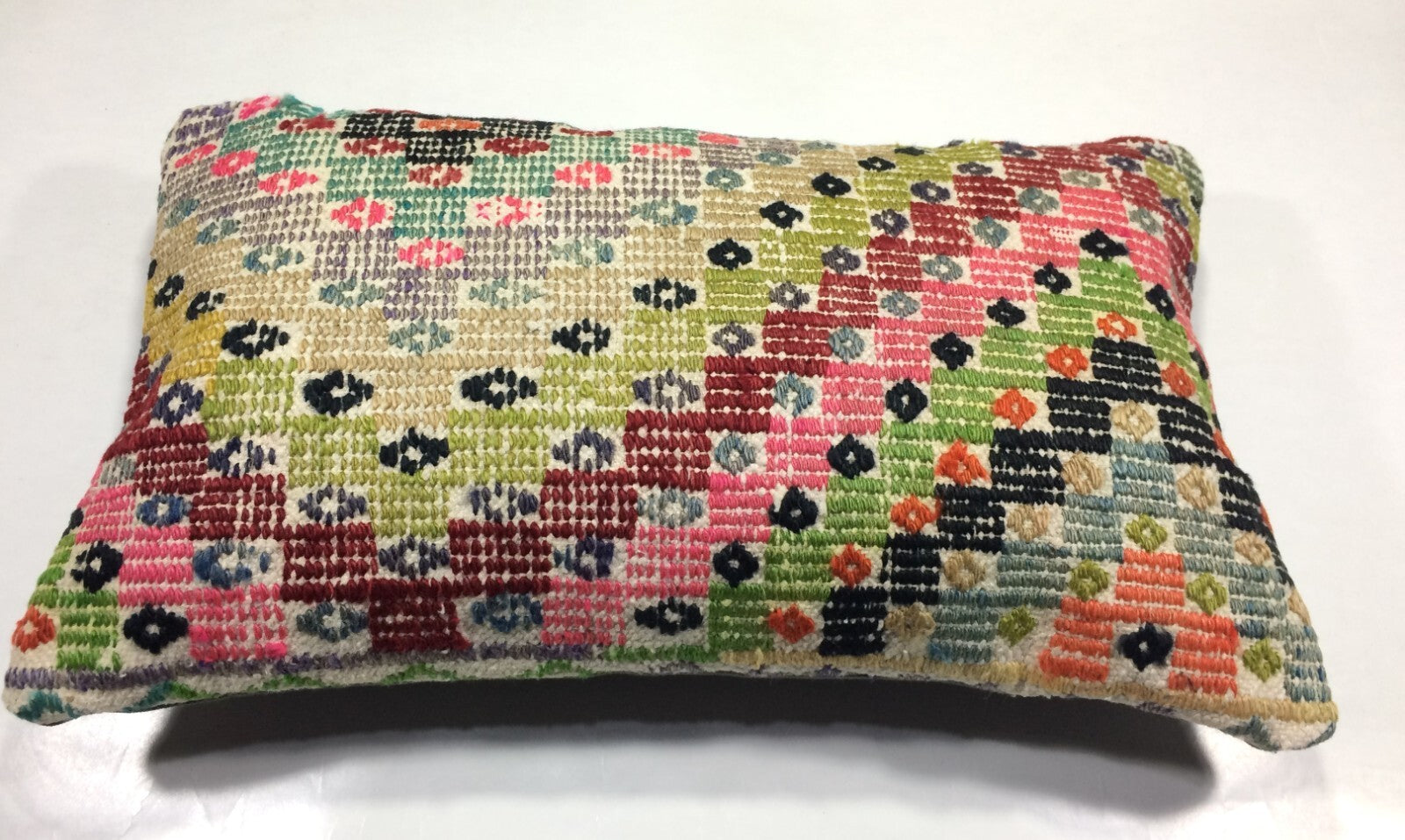 Kilim Pillow Cover 12x20 Handmade Turkish Rug Boho Ethnic Lumbar Cushion 854