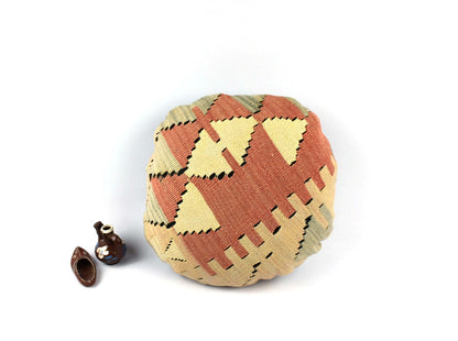 Kilim Round Pillow Cover 18" in Tribal Vintage Turkish Carpet Round Cushion 4939