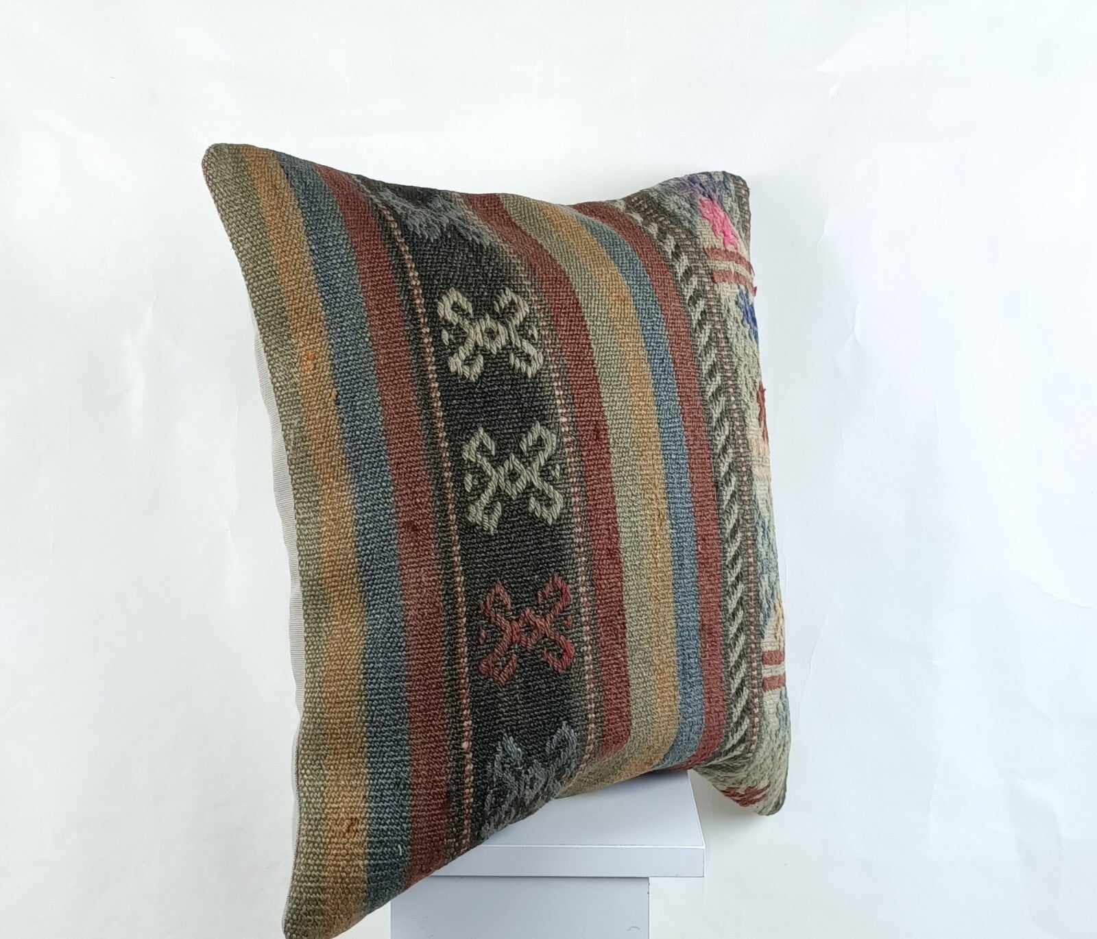 18"x18" Kilim Pillow Cover  Handmade Turkish Vintage Cushion Tribal Lumbar 2667