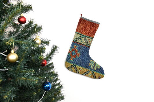 Kilim Christmas Stocking Vintage Rug Stocking Ethnic Decorative Xmas Socks S907