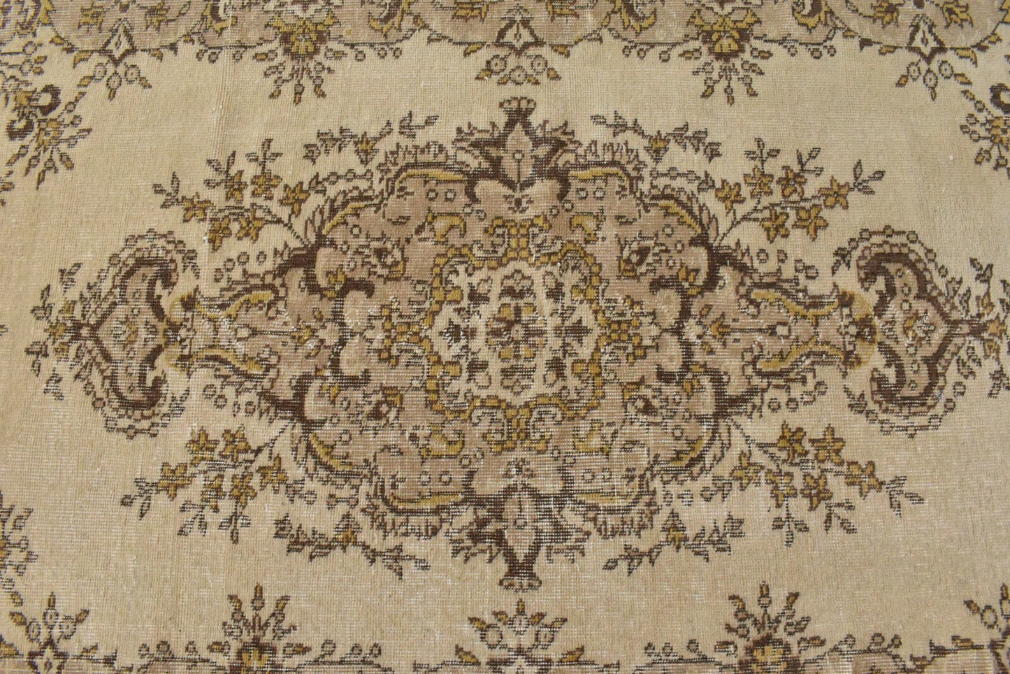 Handmade Vintage Oushak Runner 3.9 x 6.3 ft  Accent Beige Pastel Area Rug C23