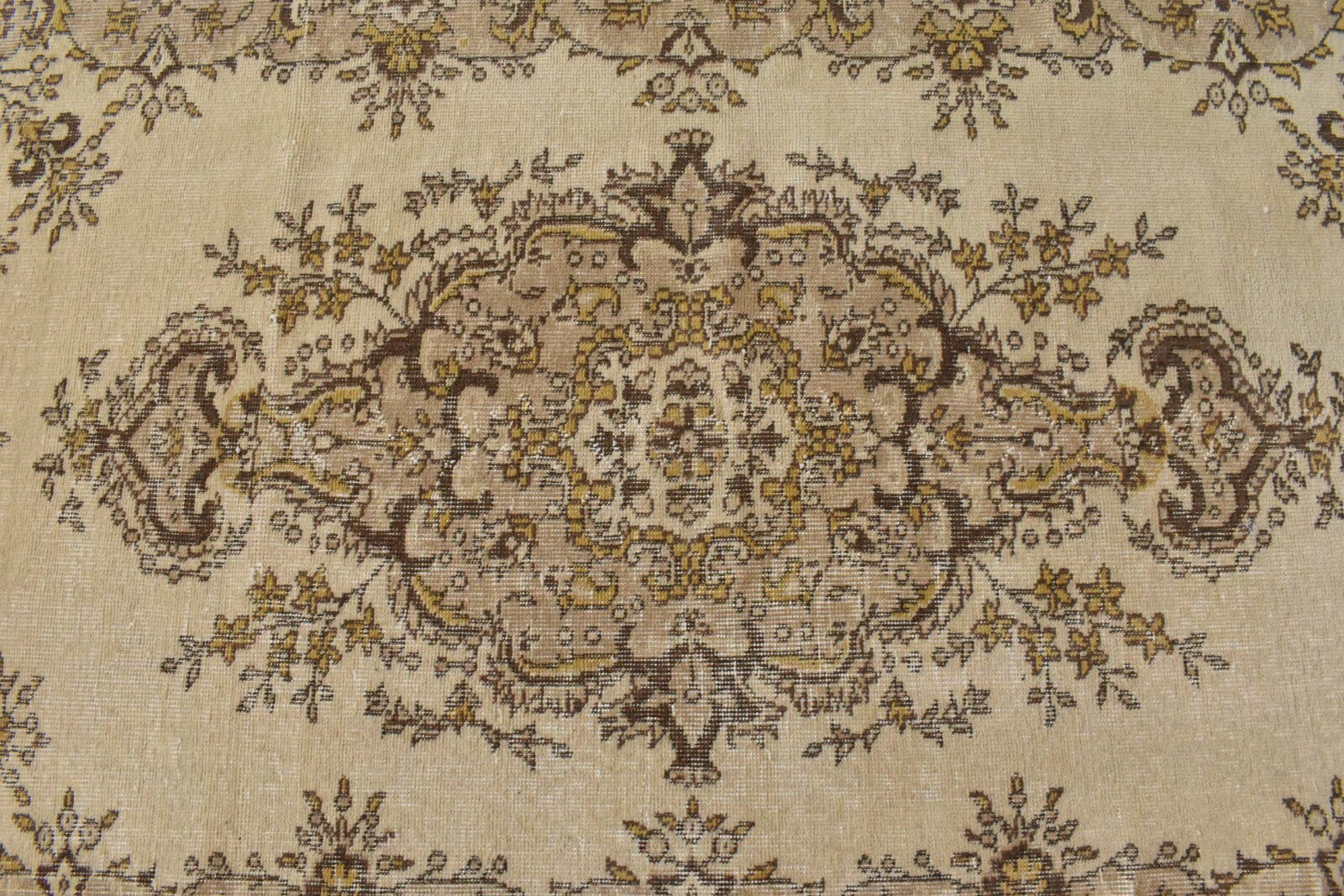 Handmade Vintage Oushak Runner 3.9 x 6.3 ft  Accent Beige Pastel Area Rug C23