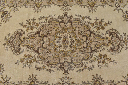 Handmade Vintage Oushak Runner 3.9 x 6.3 ft  Accent Beige Pastel Area Rug C23
