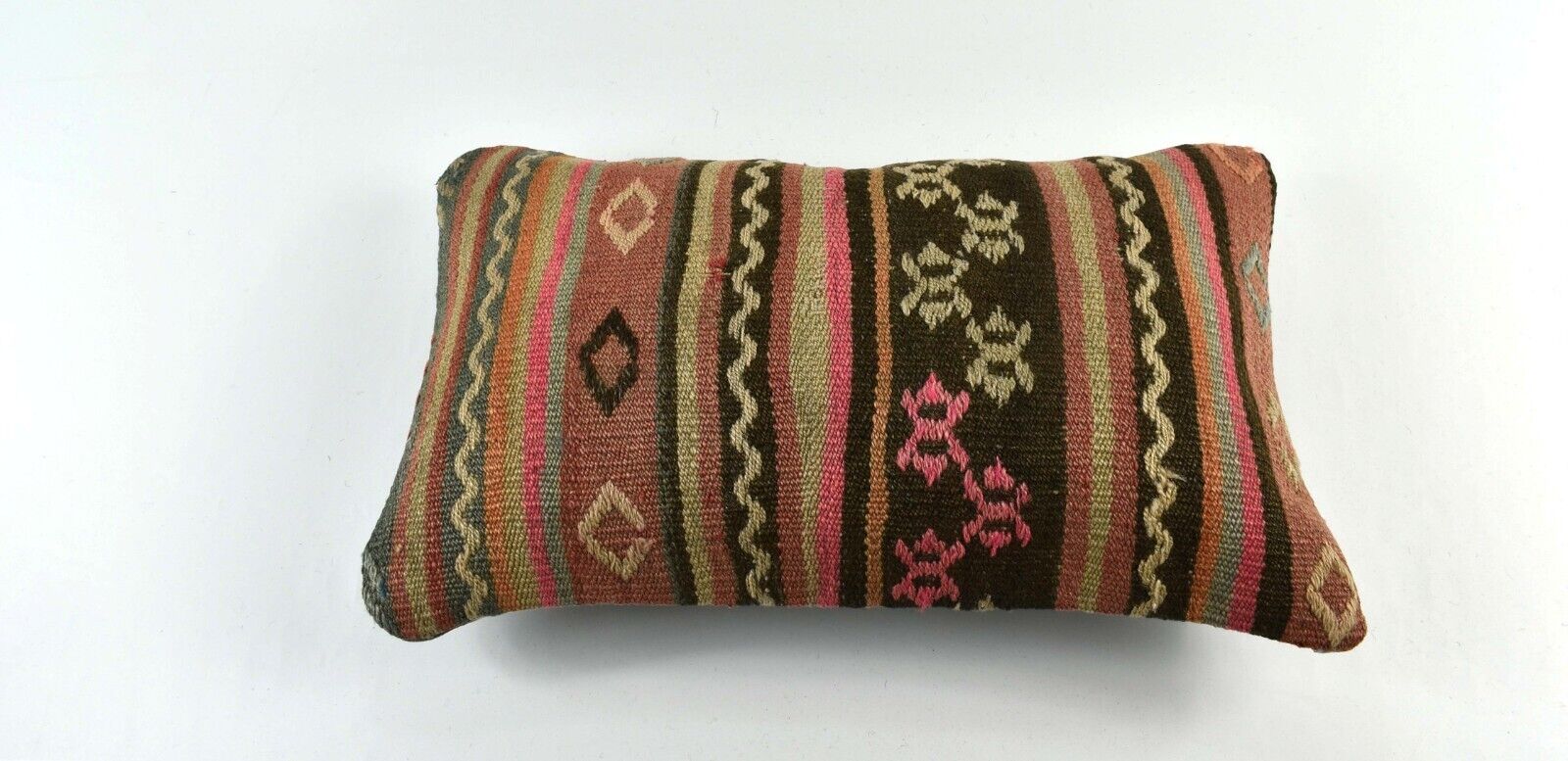 Kilim Pillow Cover 12x20 Handmade Turkish Rug Boho Ethnic Lumbar Cushion 3288