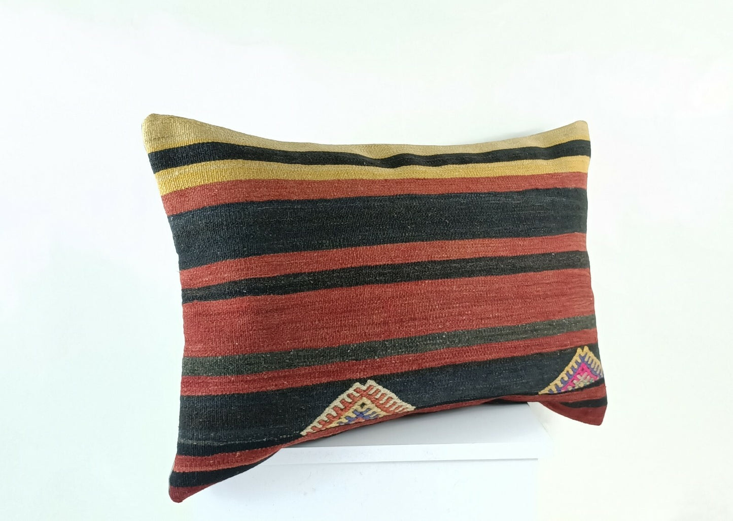 Kilim Pillow Cover 16x24 Ethnic Oushak Rug Boho Tribal Ottoman Cushion E1226