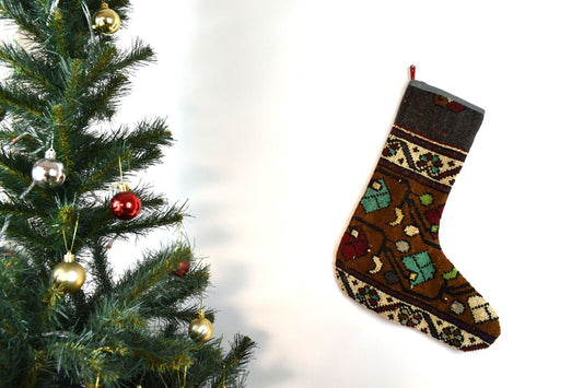 Kilim Christmas Stocking Vintage Rug Stocking Ethnic Decorative Xmas Socks S790