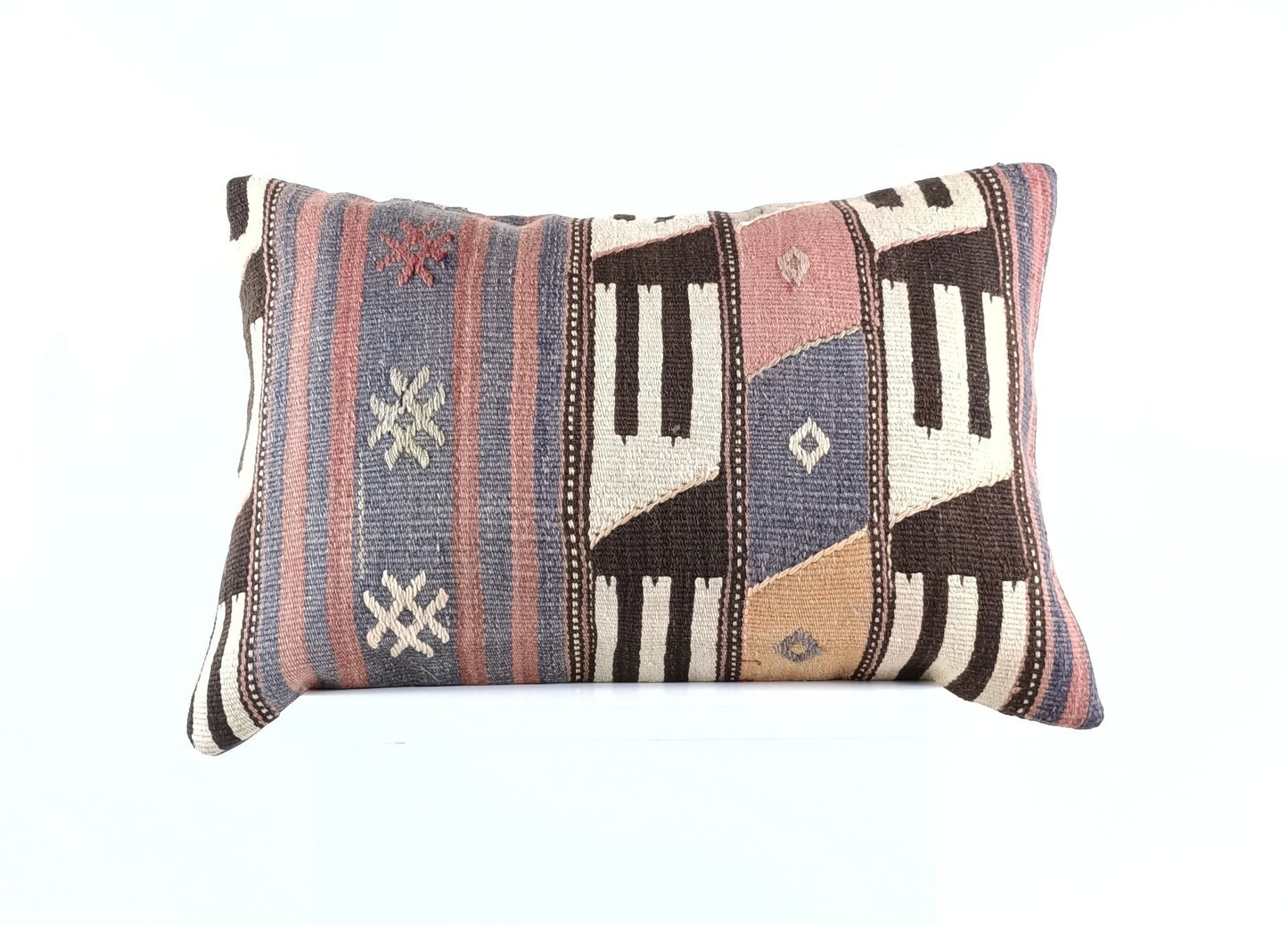 Kilim Pillow Cover 16x24 Tribal Vintage Turkish Carpet Lumbar Pillow Cover 1953