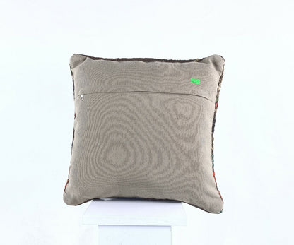  Turkish Kilim Pillow Cover 16x16 Home Decorative Wool Handmade Rug Cushion A502