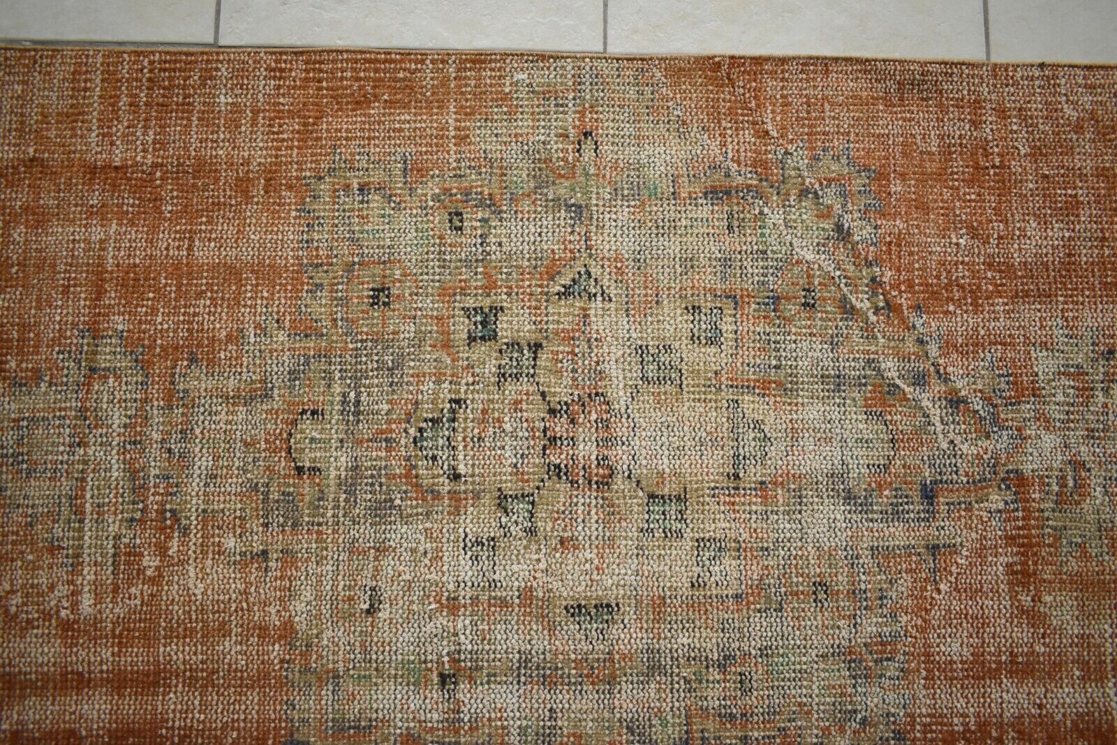 Vintage Runner 8.7x2.7 ft Oushak Runner Anatolian Rug Faded Turkish Runner R29