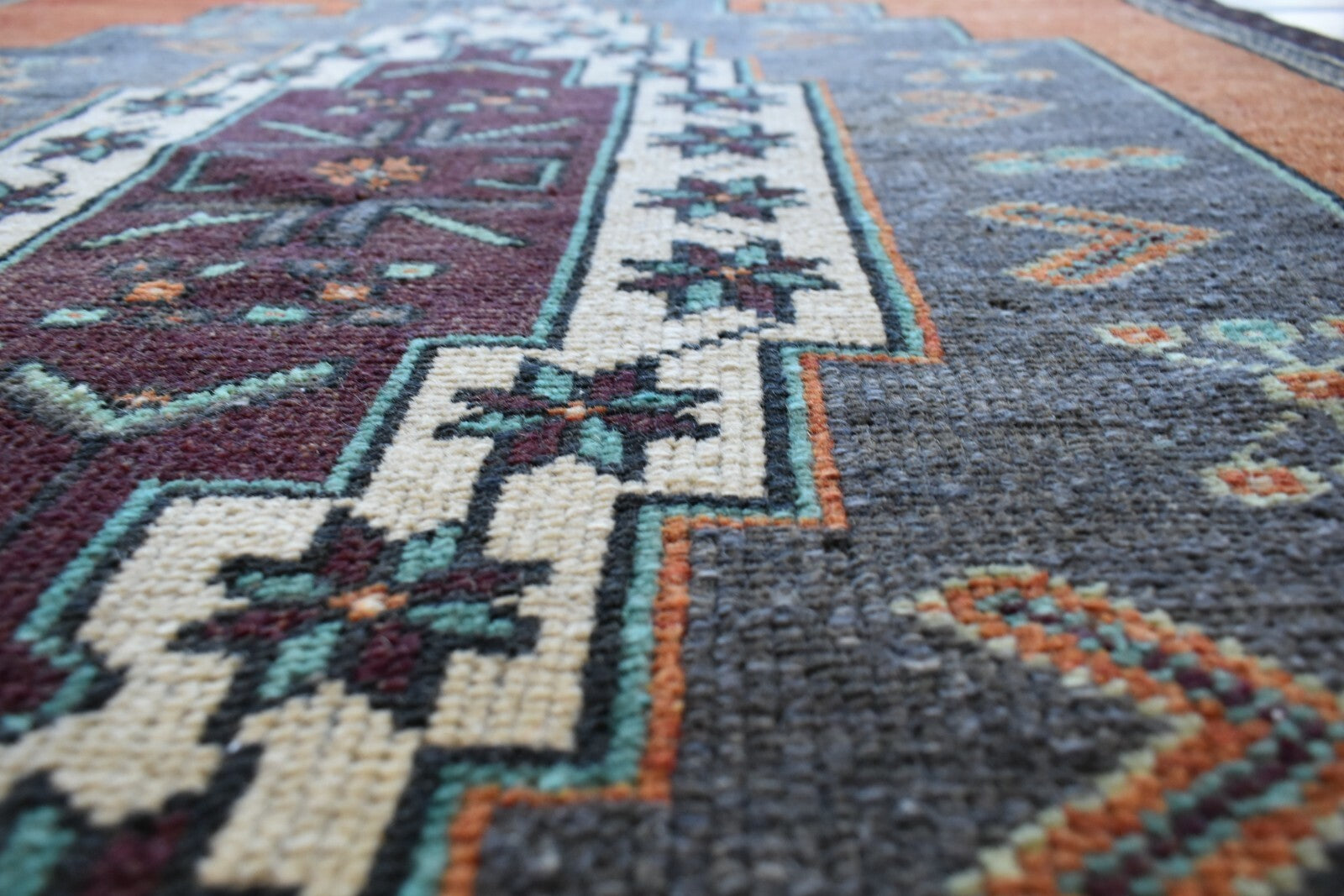 Small Turkish Runner 7.2x3.1 ft Vintage Runner Hallway Runner Handwoven Rug R45