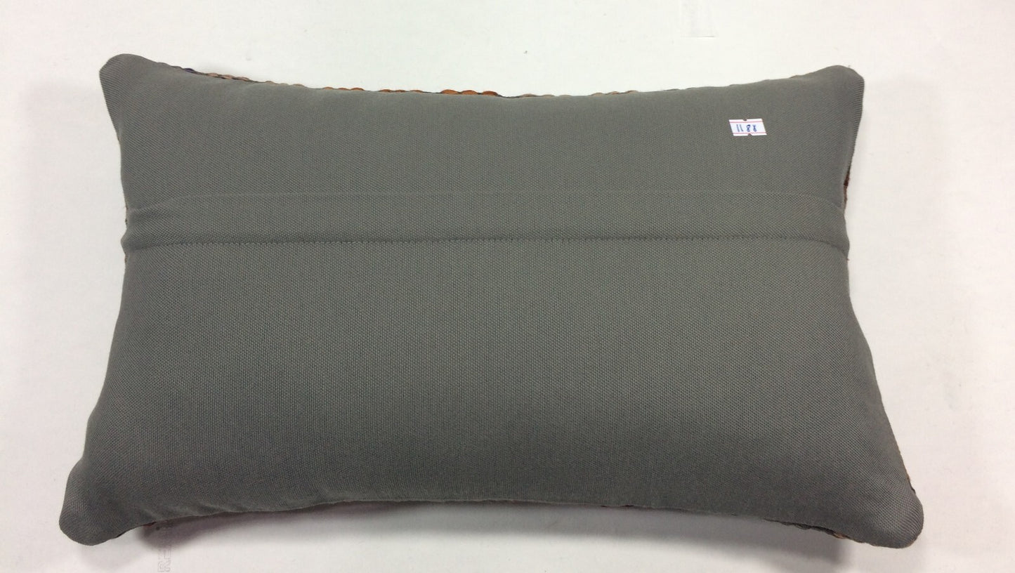 Kilim Pillow Cover 12x20 Handmade Turkish Rug Boho Ethnic Lumbar Cushion 1188