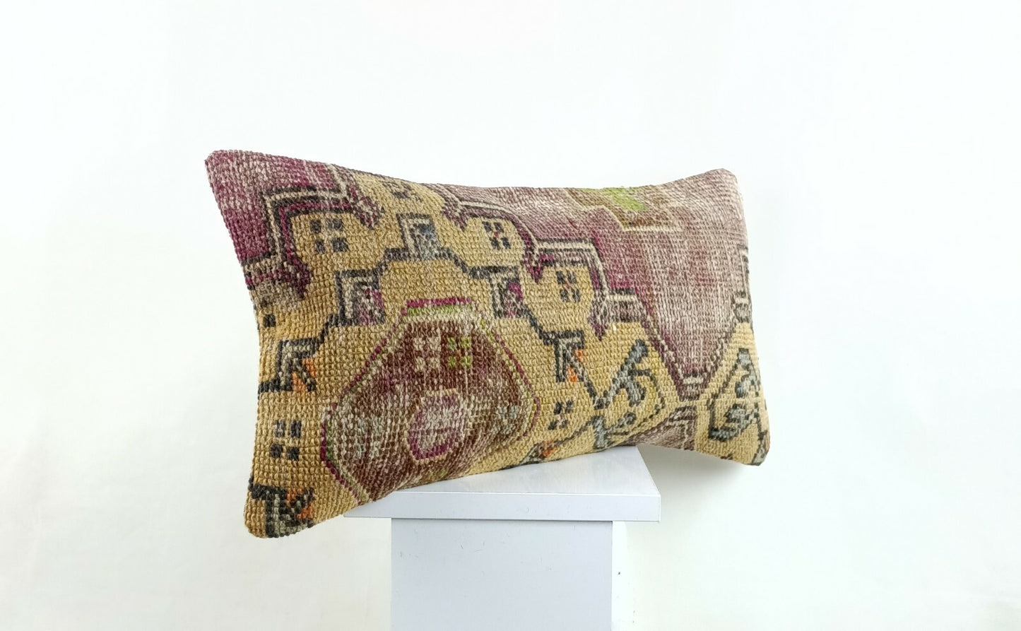 Kilim Lumbar Pillow Cover 10x20 Decorative Sofa Couch Handmade Cushion A1345