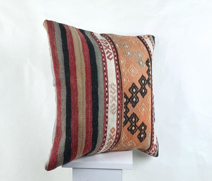 18"x18" Kilim Pillow Cover  Handmade Turkish Vintage Cushion Tribal Lumbar 2648