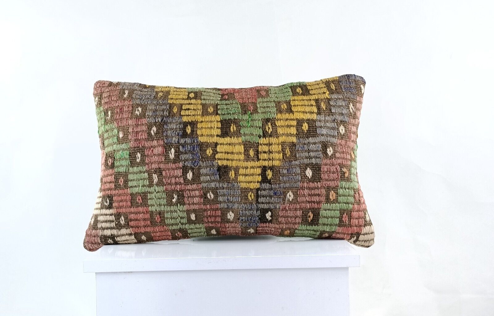 Kilim Pillow Cover 12x20 Turkish Handmade Sofa Couch Floor Lumbar Cushion E987