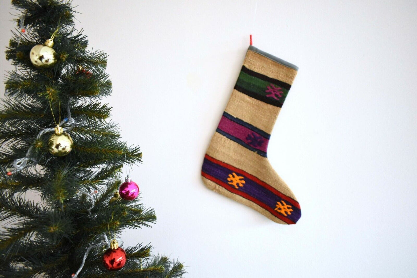 Rug Christmas Socks, Christmas Decoration, Kilim Christmas Stocking, S72