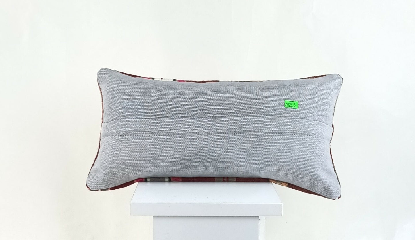 Kilim Pillow Cover 8x16 in Handmade Oriental Rug Tribal Ethnic Lumbar Case A1053