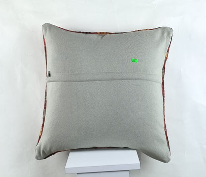 18"x18" Kilim Pillow Cover  Handmade Turkish Vintage Cushion Tribal Lumbar 2671