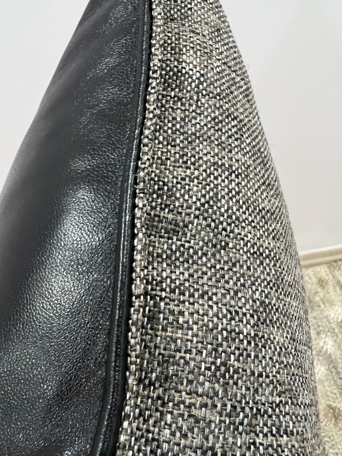 Genuine Leather Fabric Double Sided Pillow Cover Black Brown Lumbar Cushion Case