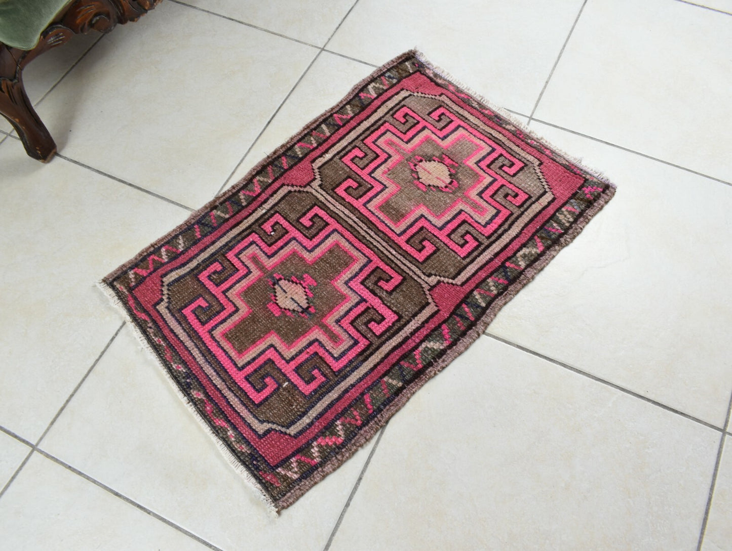 Anatolian Runner 2.3x1.5 ft Vintage Turkish Runner Oushak Runner Rug Y41