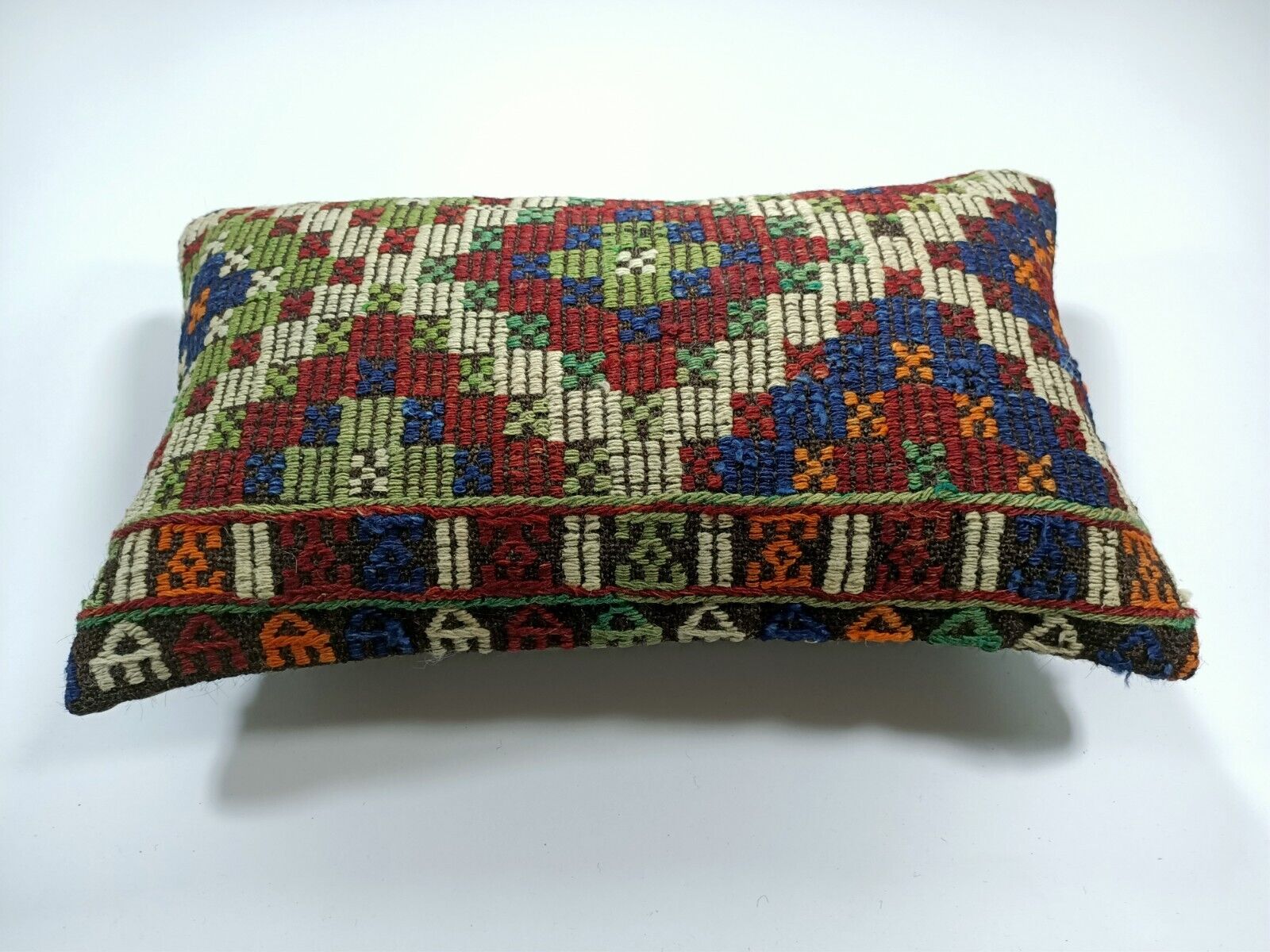 Kilim Pillow Cover 12x20 Turkish Handmade Sofa Couch Floor Lumbar Cushion E22