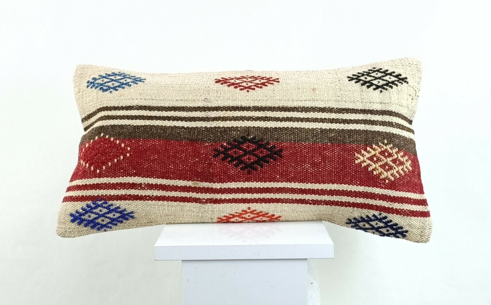 Kilim Lumbar Pillow Cover 10x20 Decorative Sofa Couch Handmade Cushion A1329