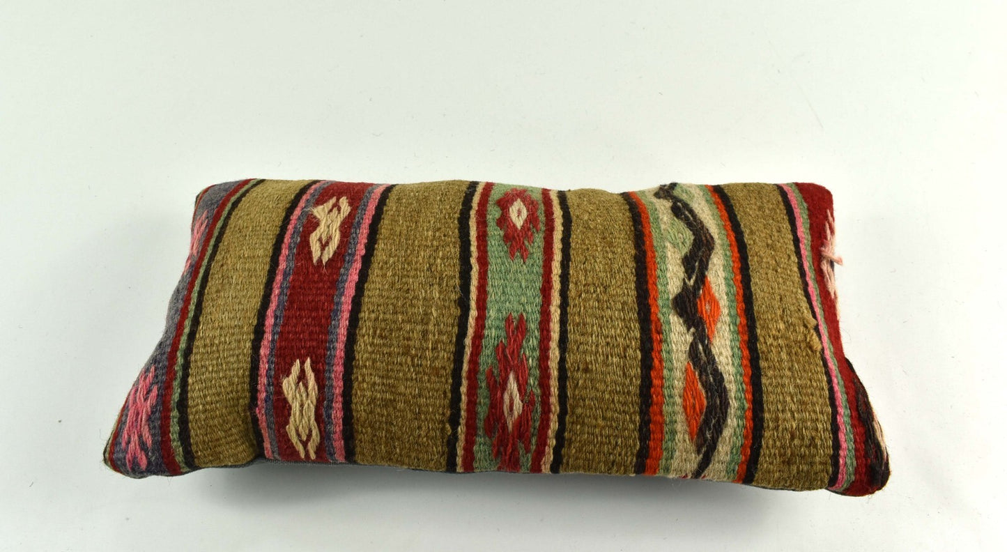 Turkish Cushion Cover 8"x16" Handmade Vintage Boho Ethnic Throw Pillow Case 3721