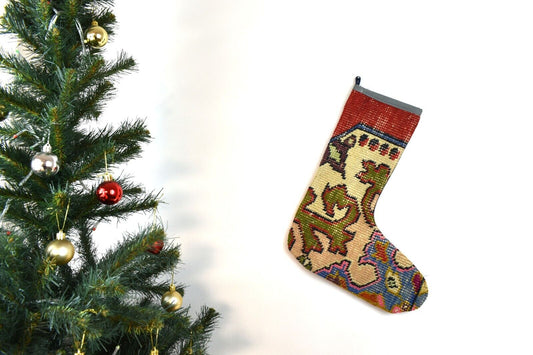 Kilim Christmas Stocking Vintage Rug Stocking Ethnic Decorative Xmas Socks S785