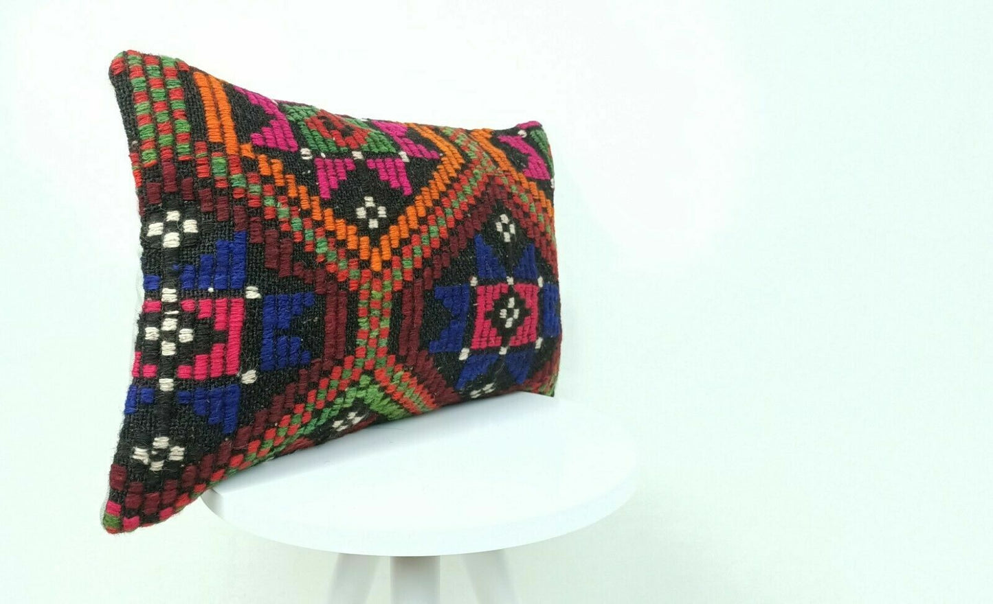 Kilim Pillow Cover 12x20 Handmade Oushak Traditional Rug Lumbar Cushion  E550