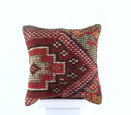 16x16 Ethnic Vintage Turkish Rug Pillow Cover Home Decorative Boho Cushion E885