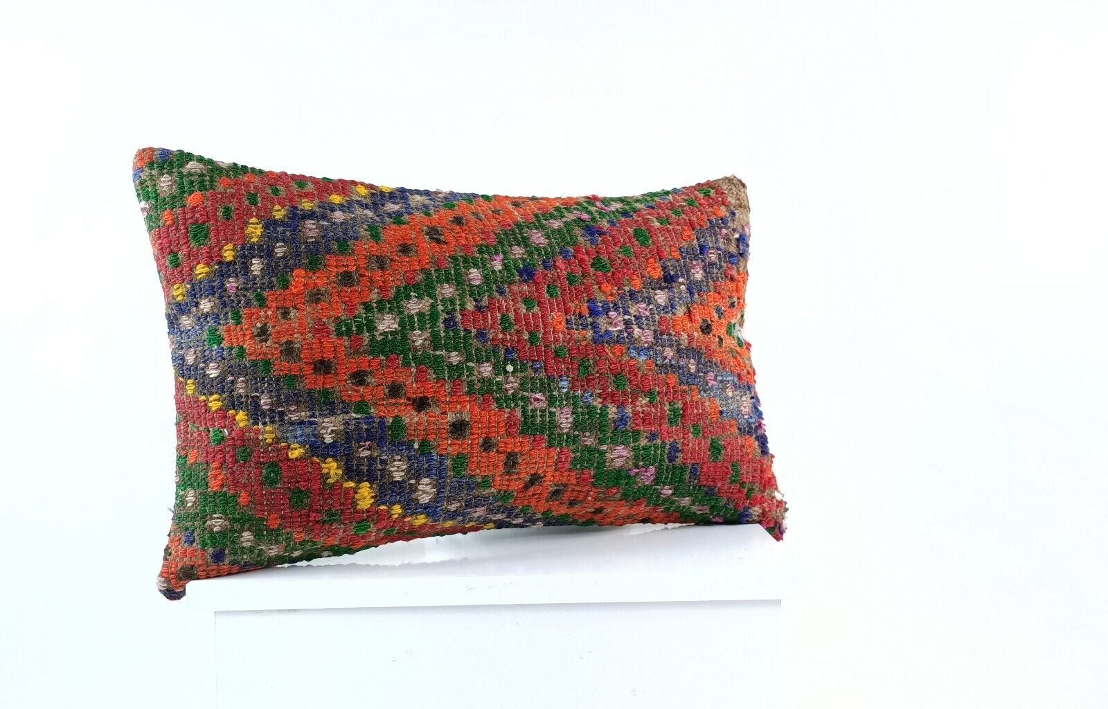 Kilim Pillow Cover 12x20 Turkish Handmade Sofa Couch Floor Lumbar Cushion E1043