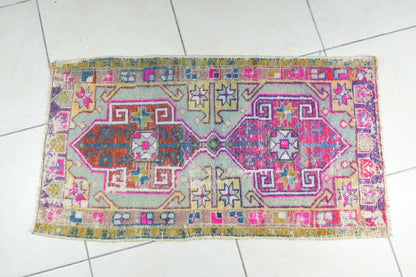 Anatolian Runner 3.3x1.7 ft Vintage Turkish Runner Oushak Runner Rug Y42