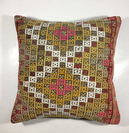 18"x18" Kilim Pillow Cover  Handmade Turkish Vintage Cushion Tribal Lumbar 667