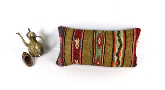 Turkish Cushion Cover 8"x16" Handmade Vintage Boho Ethnic Throw Pillow Case 3721