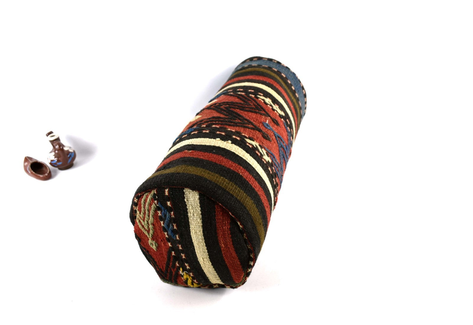 Kilim Bolster Pillow Cover 8x20 in Tribal Vintage Turkish Carpet Bolster Cushion