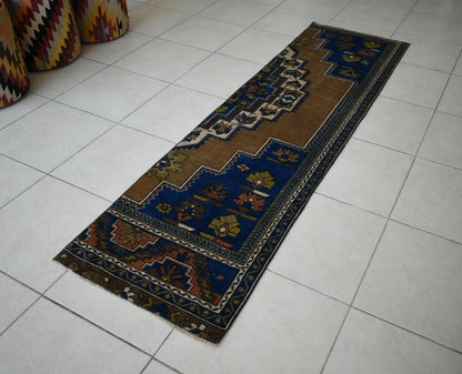 Vintage Runner 7.4x2 ft Oushak Runner Anatolian Rug Faded Turkish Runner R08