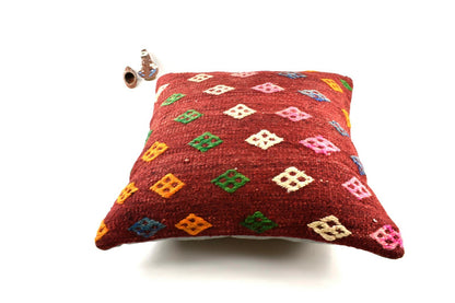 Oushak Kilim Pillow Cover 20x20 Handknotten Vintage Sofa Cushion Cover A2789