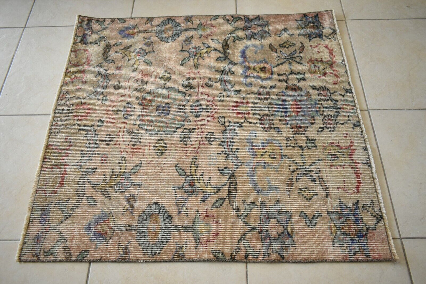 Vintage Runner 3.3x3 ft Small Turkish Runner Anatolian Floor Runner Rug R21