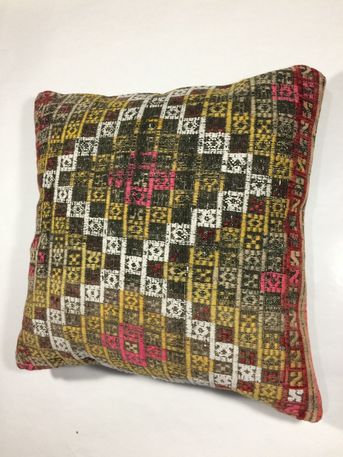 18"x18" Kilim Pillow Cover  Handmade Turkish Vintage Cushion Tribal Lumbar 682