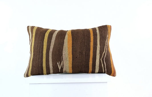 Kilim Pillow Cover 12x20 Turkish Handmade Sofa Couch Floor Lumbar Cushion E975