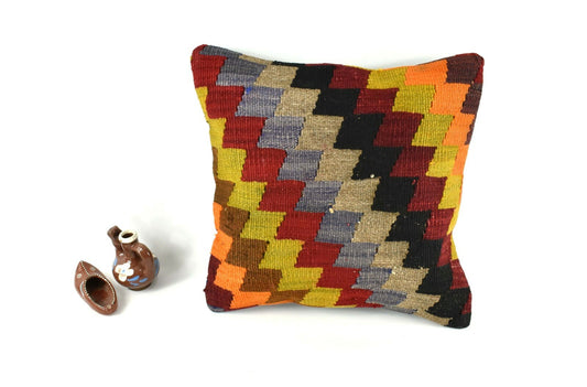 Kilim Pillow Cover 14x14 Vintage Home Decorative Sofa Couch Cushion A2462