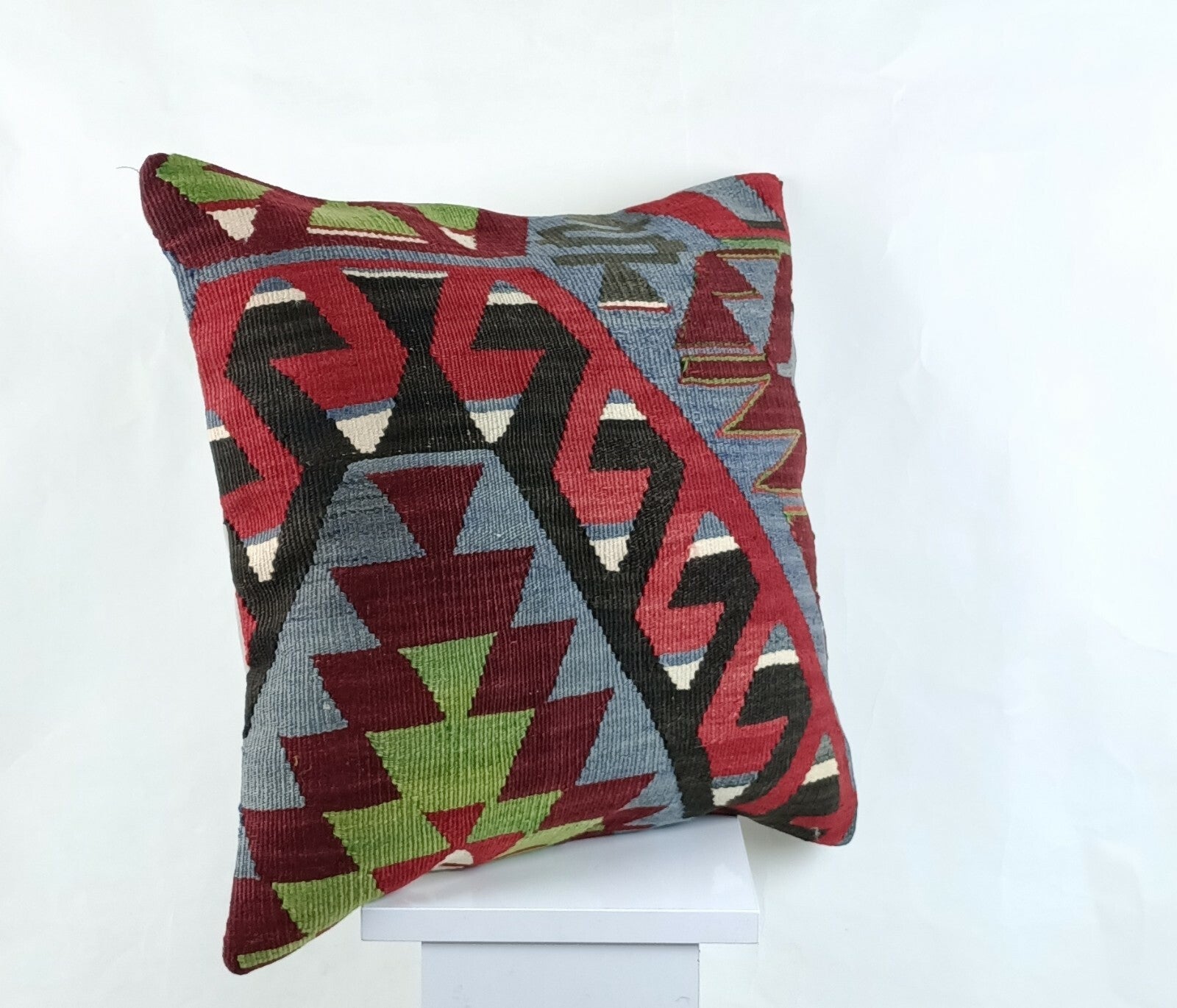 Throw Pillow Cover 18x18 Handmade Turkish Traditional Oushak Kilim Cushion A1449