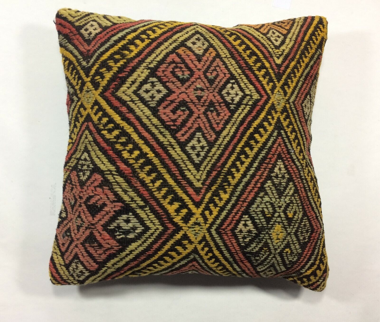 Vintage Kilim Pillow Cover 16x16 Turkish Embroidered Handmade Bohemian  A18