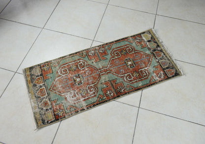 Turkish Runner 3.2x1.4 ft Mini Anatolian Rug Vintage Runner Turkish Runner Y109