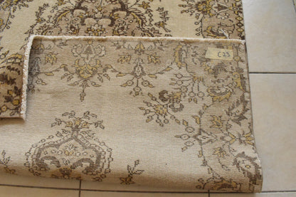 Handmade Vintage Oushak Runner 3.9 x 6.3 ft  Accent Beige Pastel Area Rug C23
