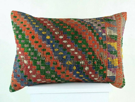 Kilim Cushion Cover 16x24 Throw Pillow Cover Decorative Handmade Lumbar E1263