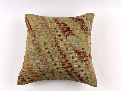 18"x18" Kilim Pillow Cover  Handmade Turkish Vintage Cushion Tribal Lumbar 4627