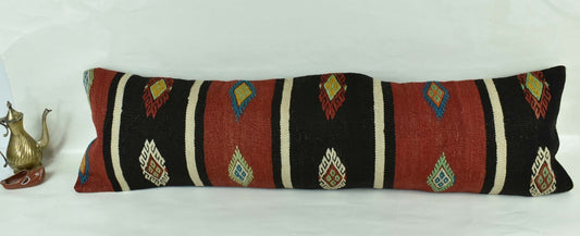 Long Kilim Pillow Cover 12x42 Vintage Ethnic Decorative Kilim Lumbar 3207