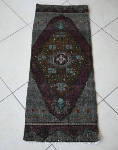 Anatolian Runner 3.7x1.4 ft Vintage Turkish Runner Oushak Runner Rug Y17