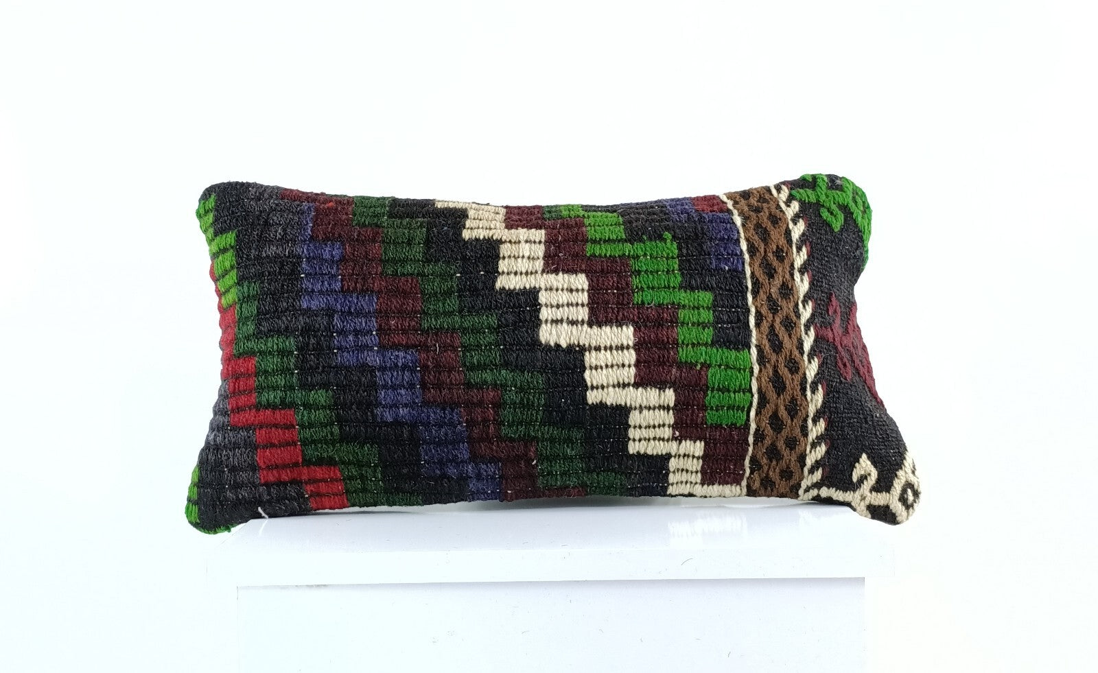 10x20 Kilim Lumbar Pillow Cover Vintage Ethnic Oushak Kilim Pillow Cover E1107